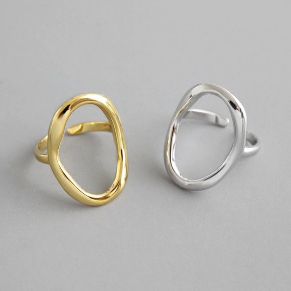 Jewelry - NEW Gold/Sterling Silver Circle Adjustable Ring